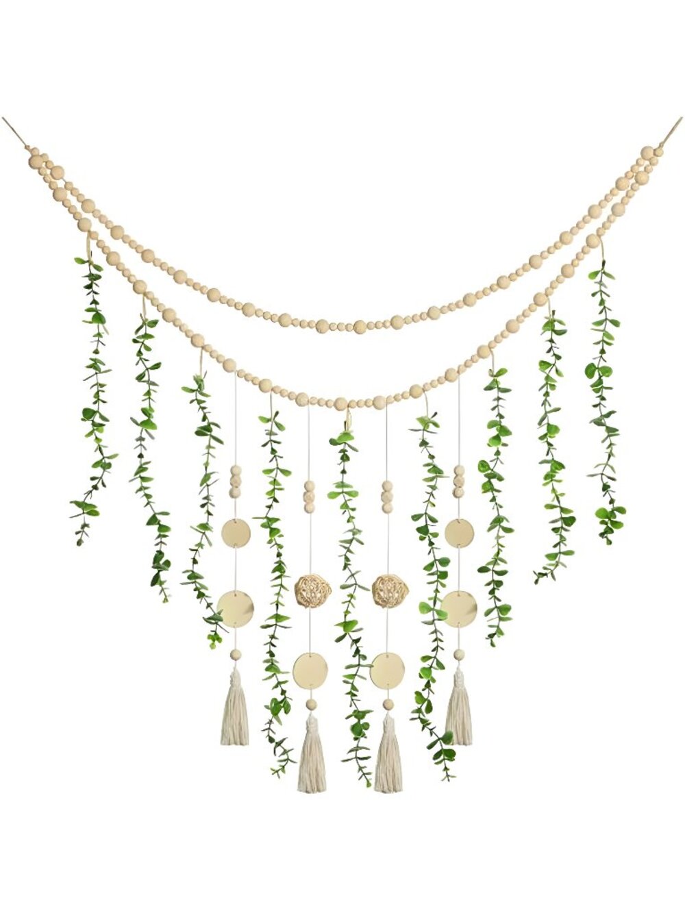 Jetec Hanging Eucalyptus Boho Wall Decor Large Boho Bedroom Wall Hanging Wooden